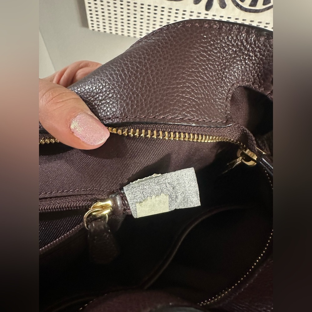 Coach Turnlock Chain Tote Burgundy Pebble Leather - Picture 8 of 12